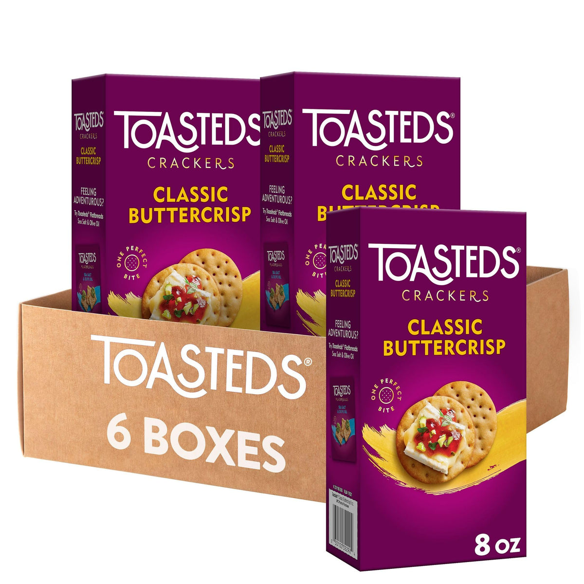 Toasteds  ers, Party Snacks, Lunch Snacks, Classic Buttercrisp (6 Boxes)