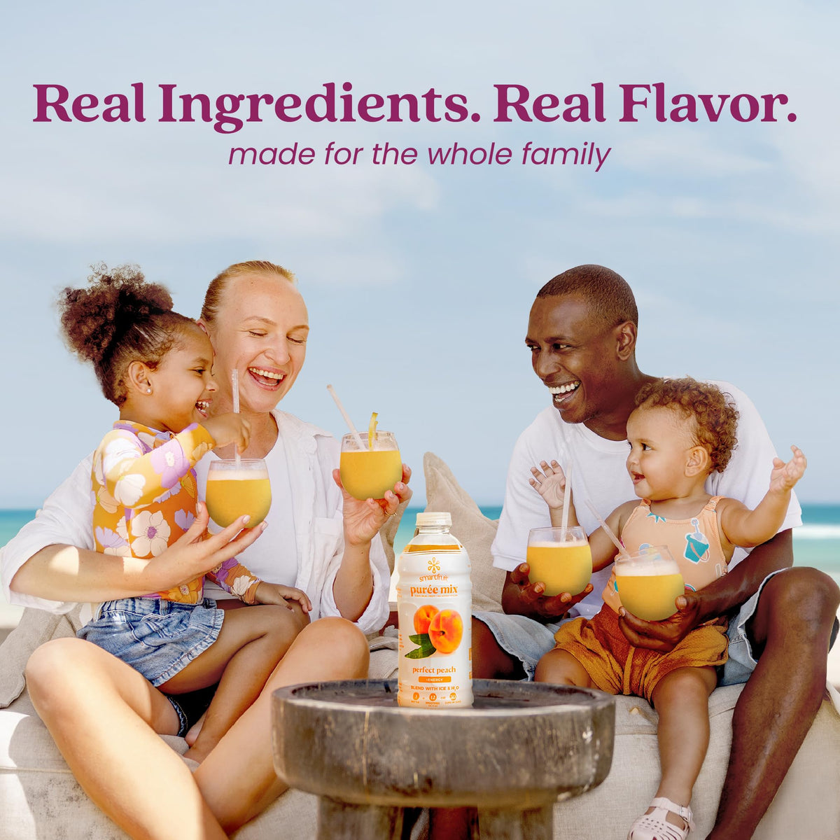 Smartfruit Perfect Peach + Energy, 100% Real Fruit Pur  e, Non-GMO, No Additives, Vegan - 48 Fl. Oz