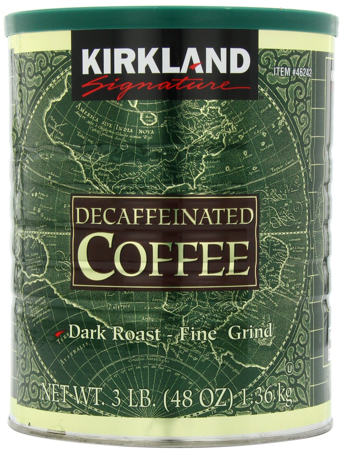 Kirkland Signature Dark Rost Fine Grind Decaf Arabica Coffee, 48 Ounce