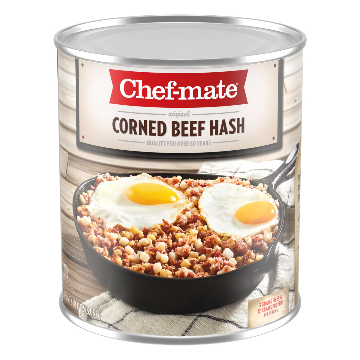 Chef-Mate Corned Beef Hash, Canned Food And Canned Meat, 6 Lb 11 Oz (#10 Can Bulk)