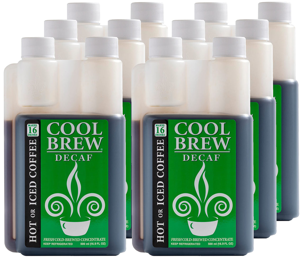 Coolbrew Decaf 6 Pack - 16 Drinks Per Bottle - Fresh Cold Brew Liquid Concentrate - For Iced Or Hot Coffee, Unsweetened, No Pres