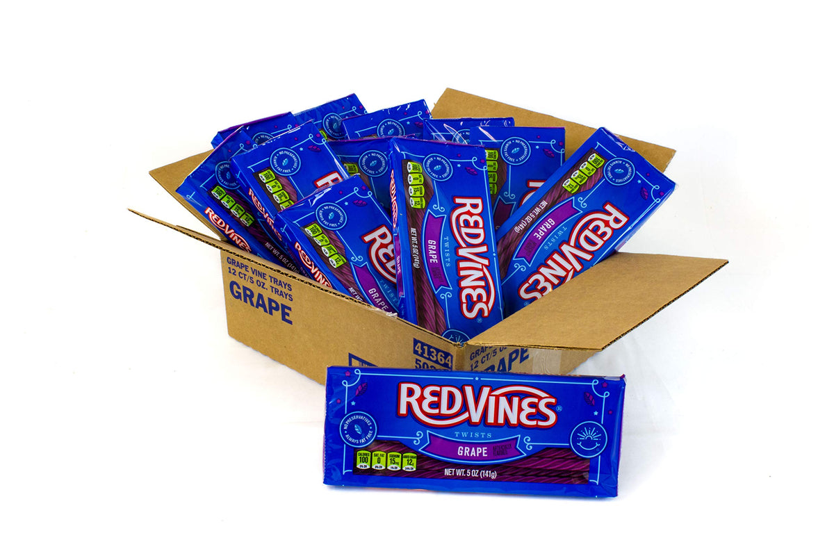 Red Vines Licorice, Grape Flavor Twists, Soft & Chewy Candy, 5Oz Trays (12 Pack)