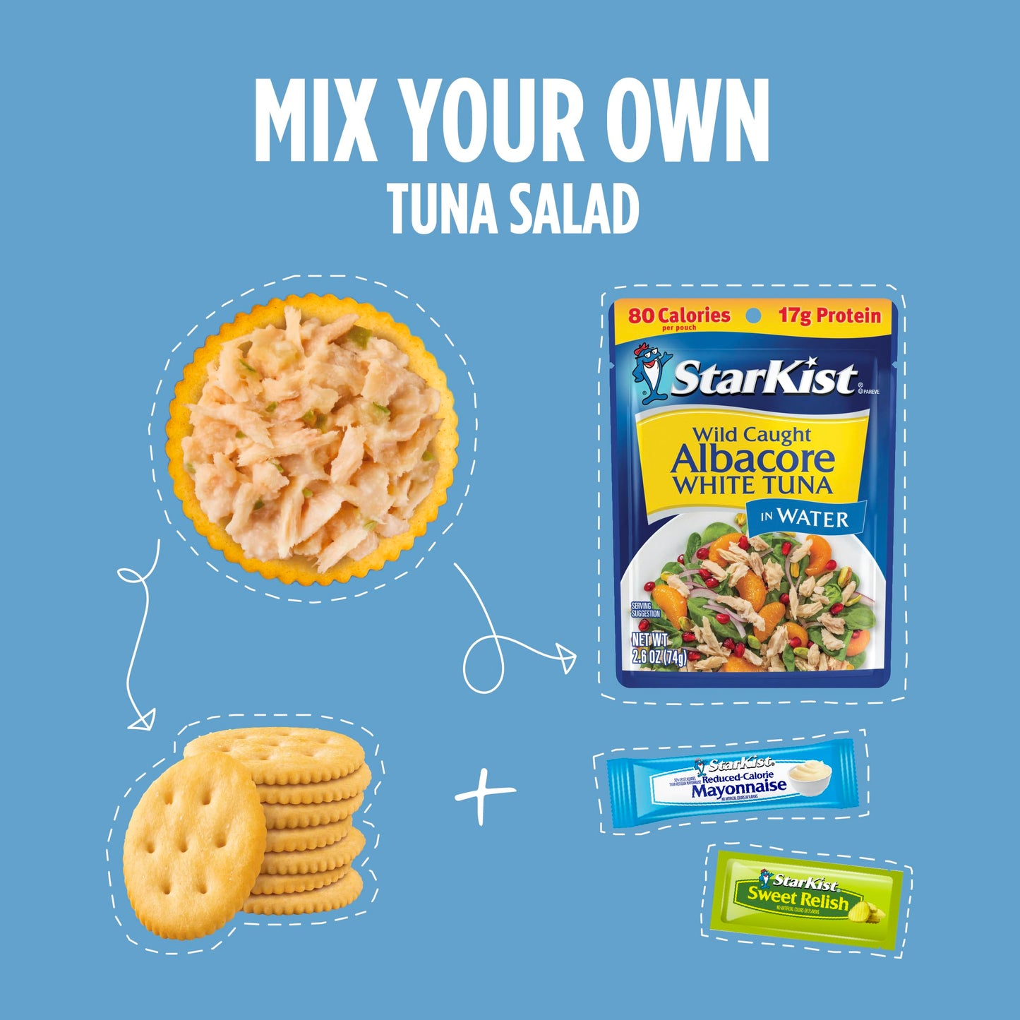 StarKist Lunch-To-Go Albacore Mix Your Own Tuna Salad, 4.5 Ounce Kit, 12 Pack