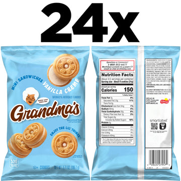Grandma's Mini Cookies Vanilla Sandwich Crème, 24 Count, 3.71 oz Bag, (24 Pack)