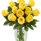 KaBloom Flowers - Bouquet of 12 Fresh Yellow Roses (Farm-Fresh, Long-Stem) with Vase - Gift for Birthday, Sympathy, Anniversary, Get Well, Thank You, Valentine, Mother’s Day Fresh Flowers