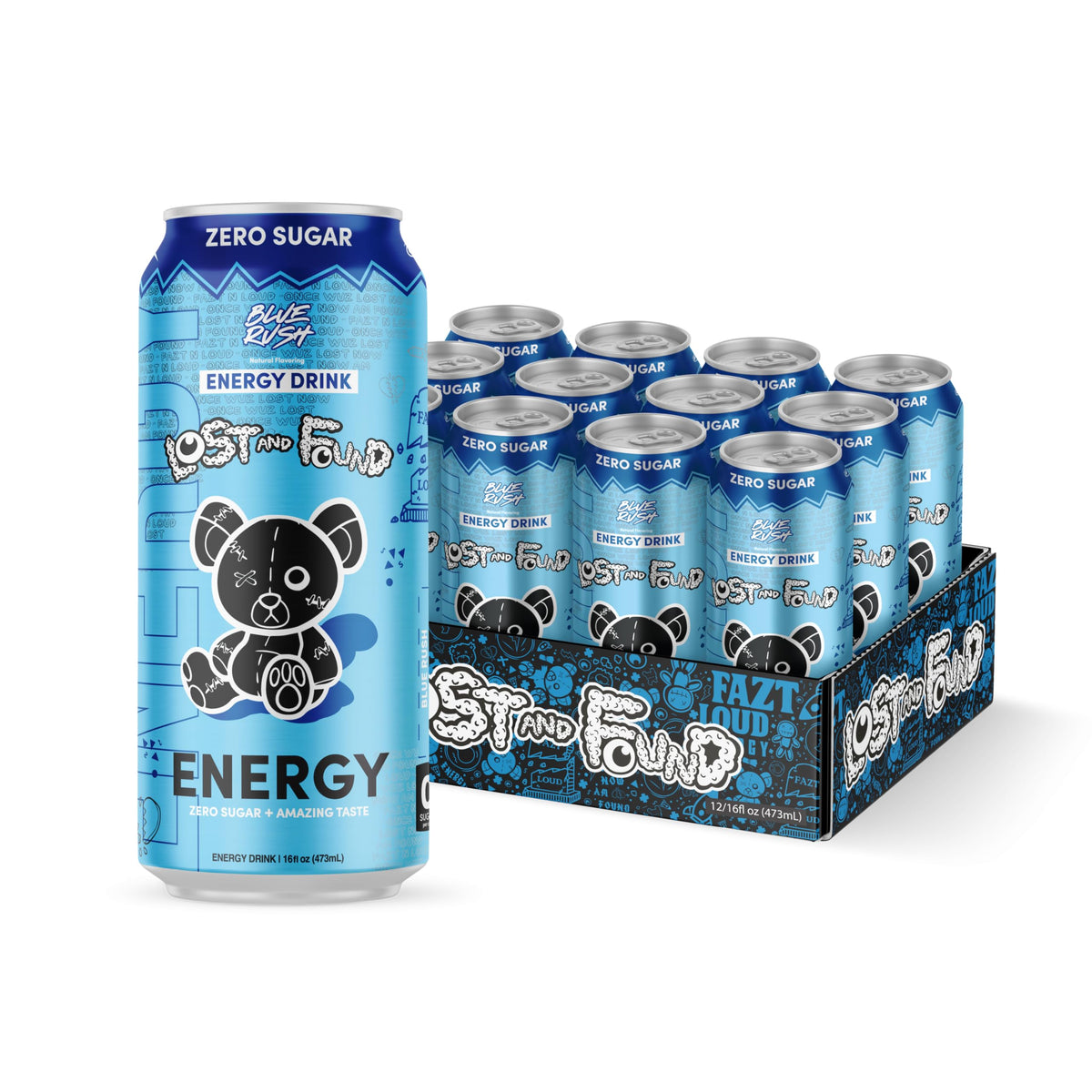 Lost and Found Energy Drink, Sugar Free, 150mg Caffeine, Vegan, 12-Pack, 16oz