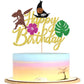 ZHUOWEISM Moana Birthday Cake Topper - Tropical Luau Decorations, Palm Leaf & Flower Design, Gold