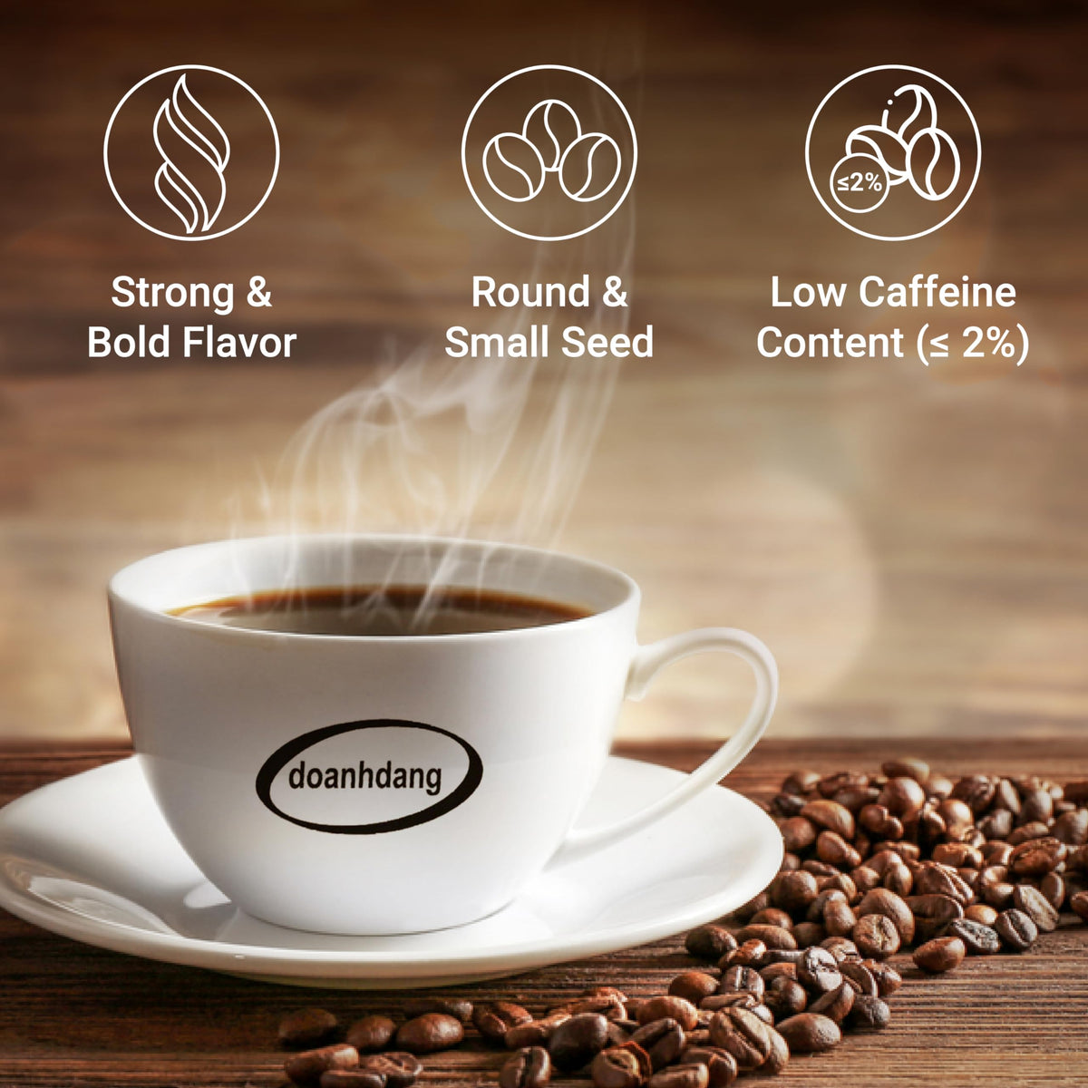 Doanhdang - 17.6 Oz Enhanced Robusta Whole Bean Coffee, 100% Robusta Medium Roast, Rich Flavor For Espresso Shot And Brew, Origin From Vietnam, Whole Med Roast Beans
