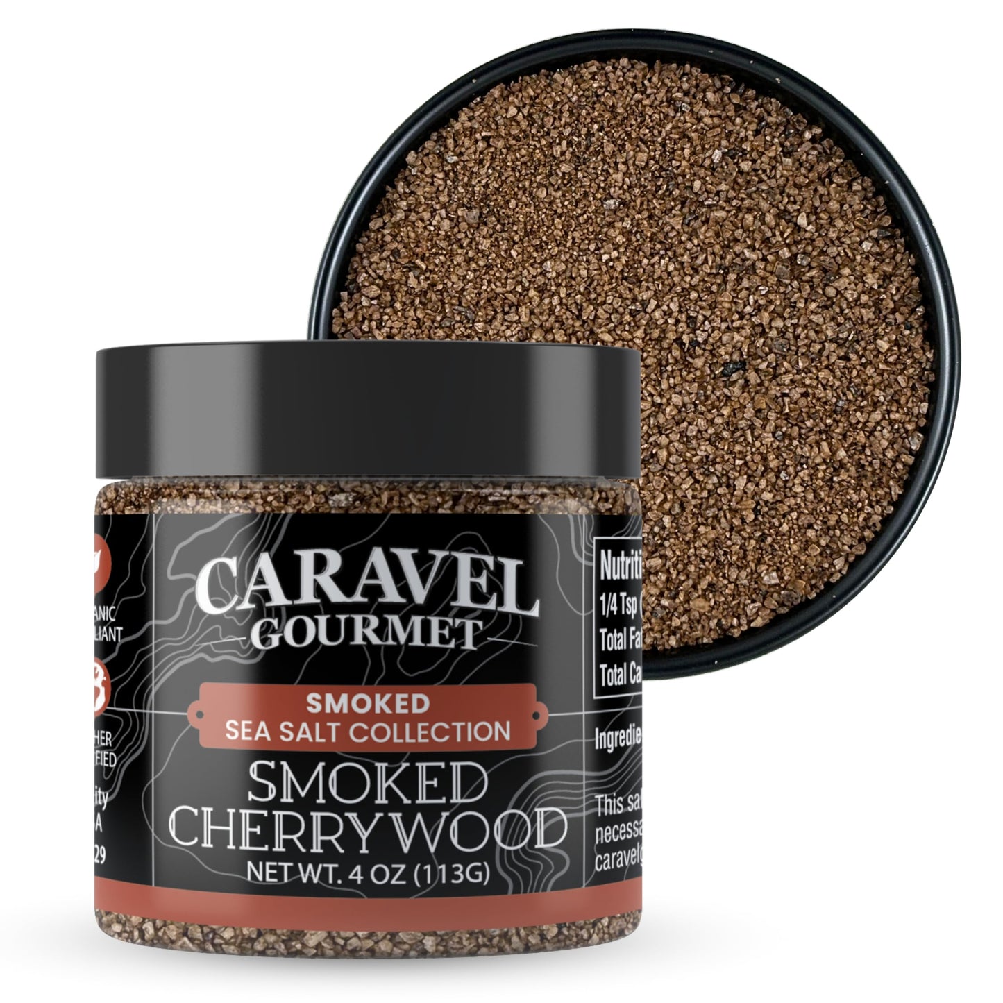 Caravel Gourmet Smoked Cherrywood Sea Salt - All-Natural, Non-GMO, 4 oz Jar