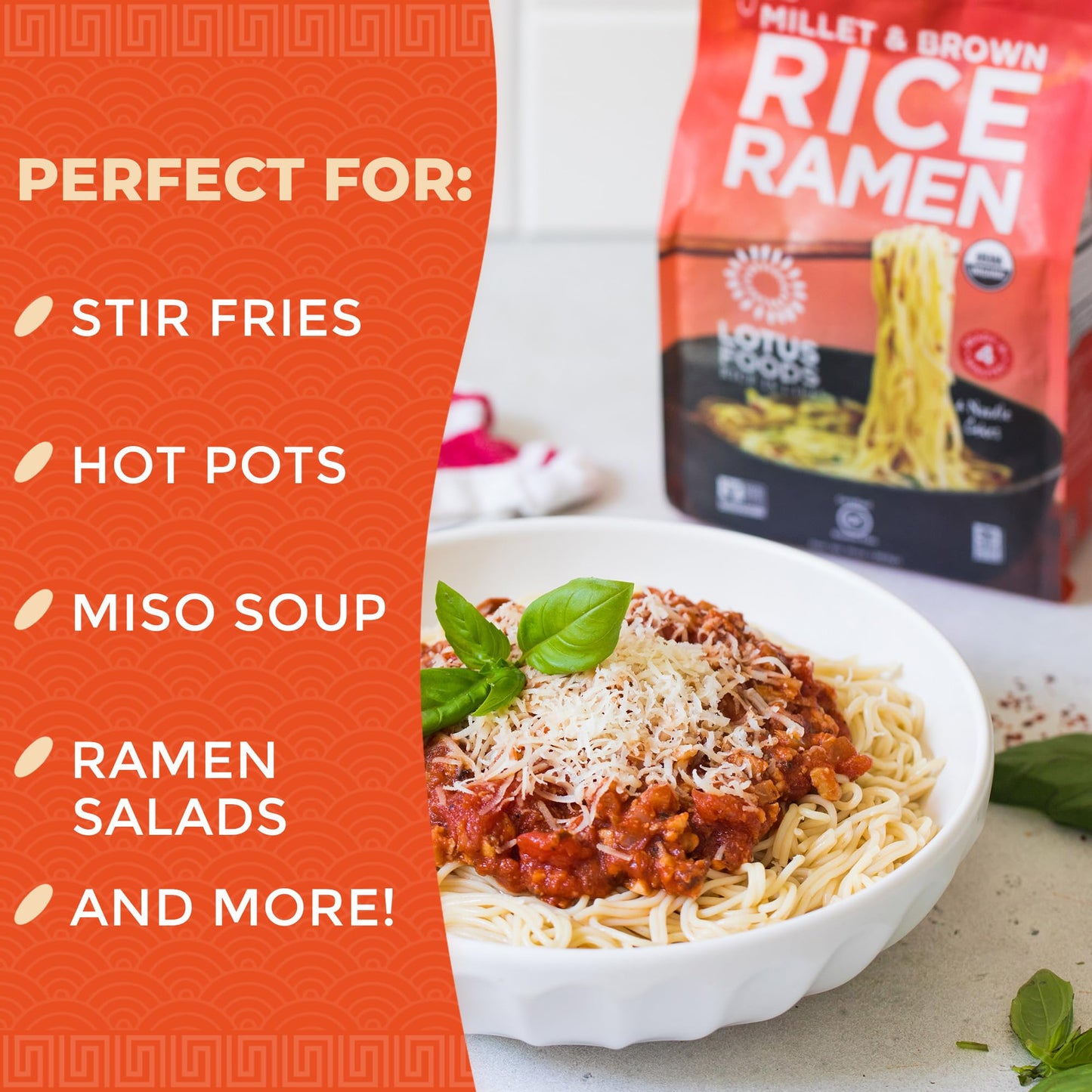 Lotus Foods Gourmet Organic MIllet and Brown Rice Ramen Noodles, 4 Count, 10 Ounce (Pack of 6)