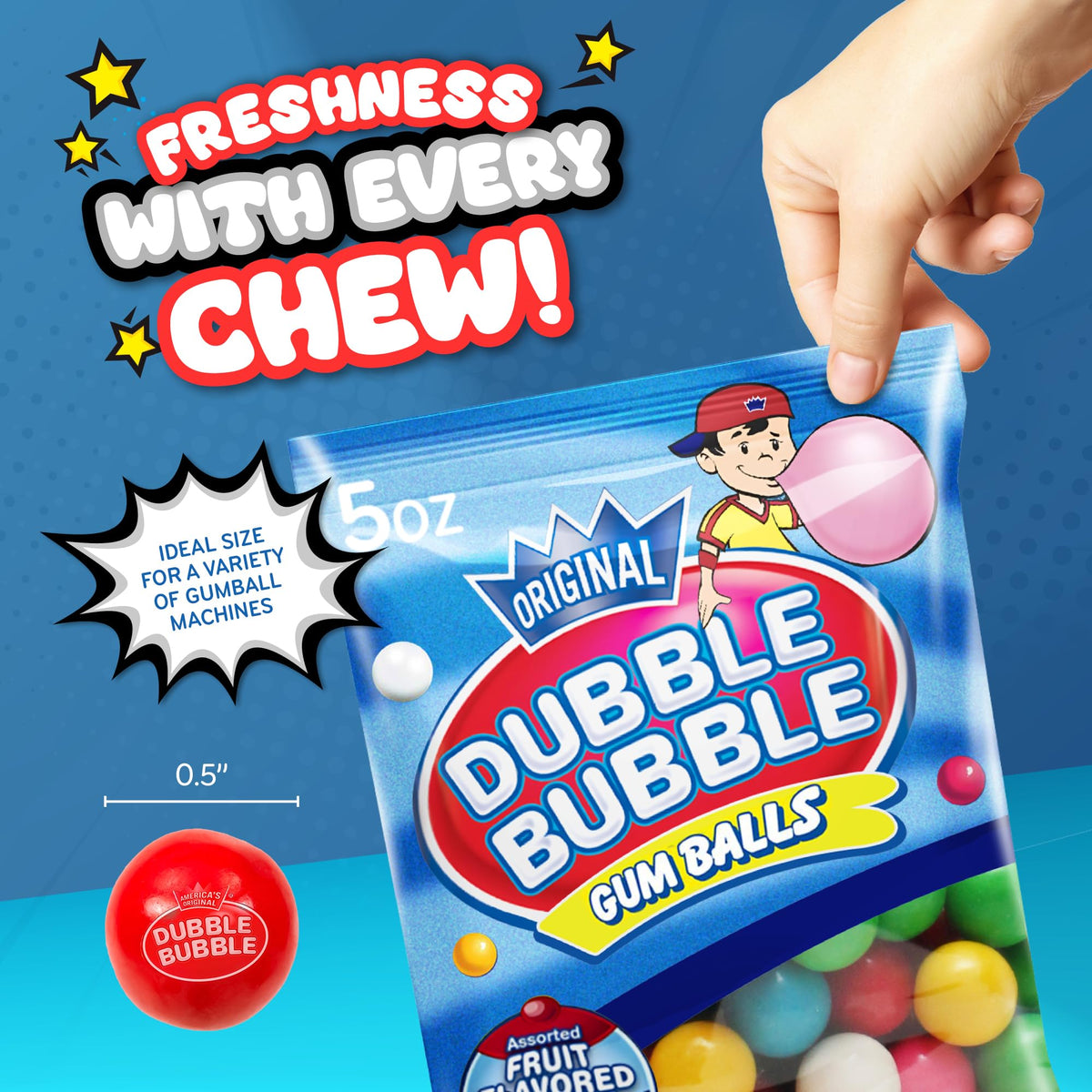 Refill Gumballs For Gumball Machine - Refill Bubble Gum 15 Oz - 3 Pack Of Double Bubble Gum Ball Candies - Christmas Holiday Gif