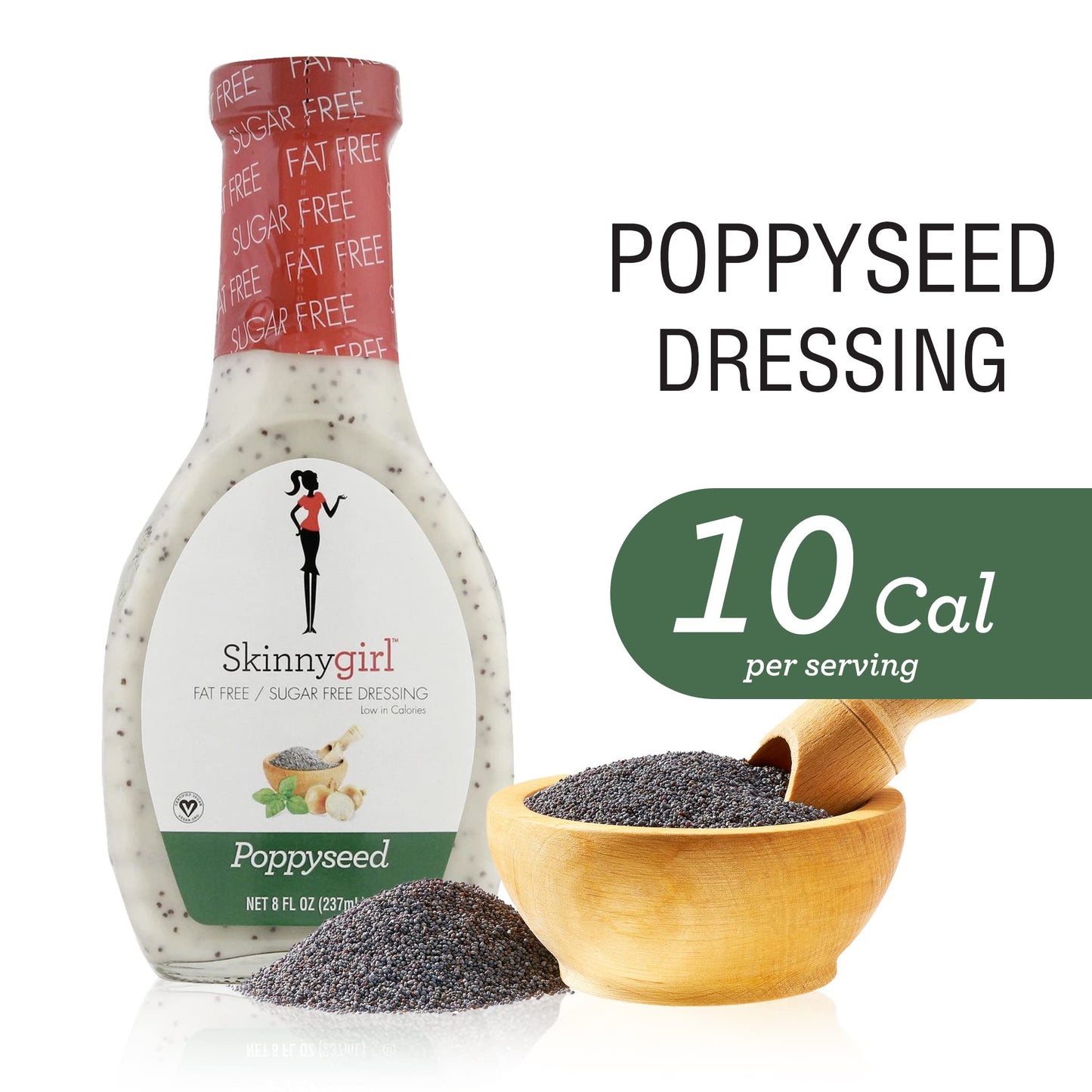 Skinnygirl Fat-Free Salad Dressing, Sugar-Free Poppyseed, 8 Ounce (Pack of 5)