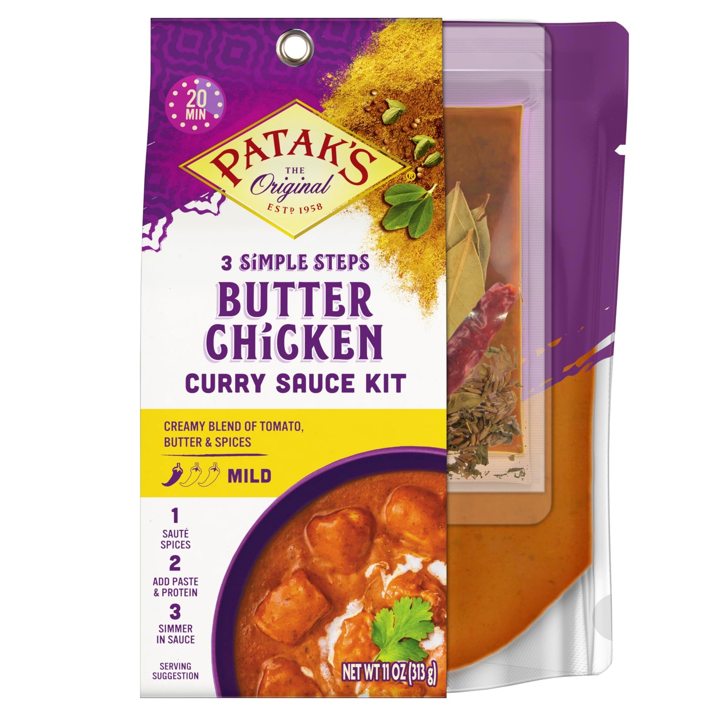 Patak'S Butter Chicken Curry Sauce Kit 3-Step, 11 Fl Oz