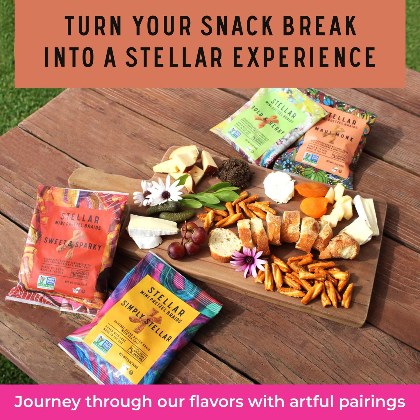 Stellar Snacks Mini Pretzel Braids, Vegan, Kosher, Non-GMO, 1.5 Ounce (Pack of 24, Sweet & Sparky)