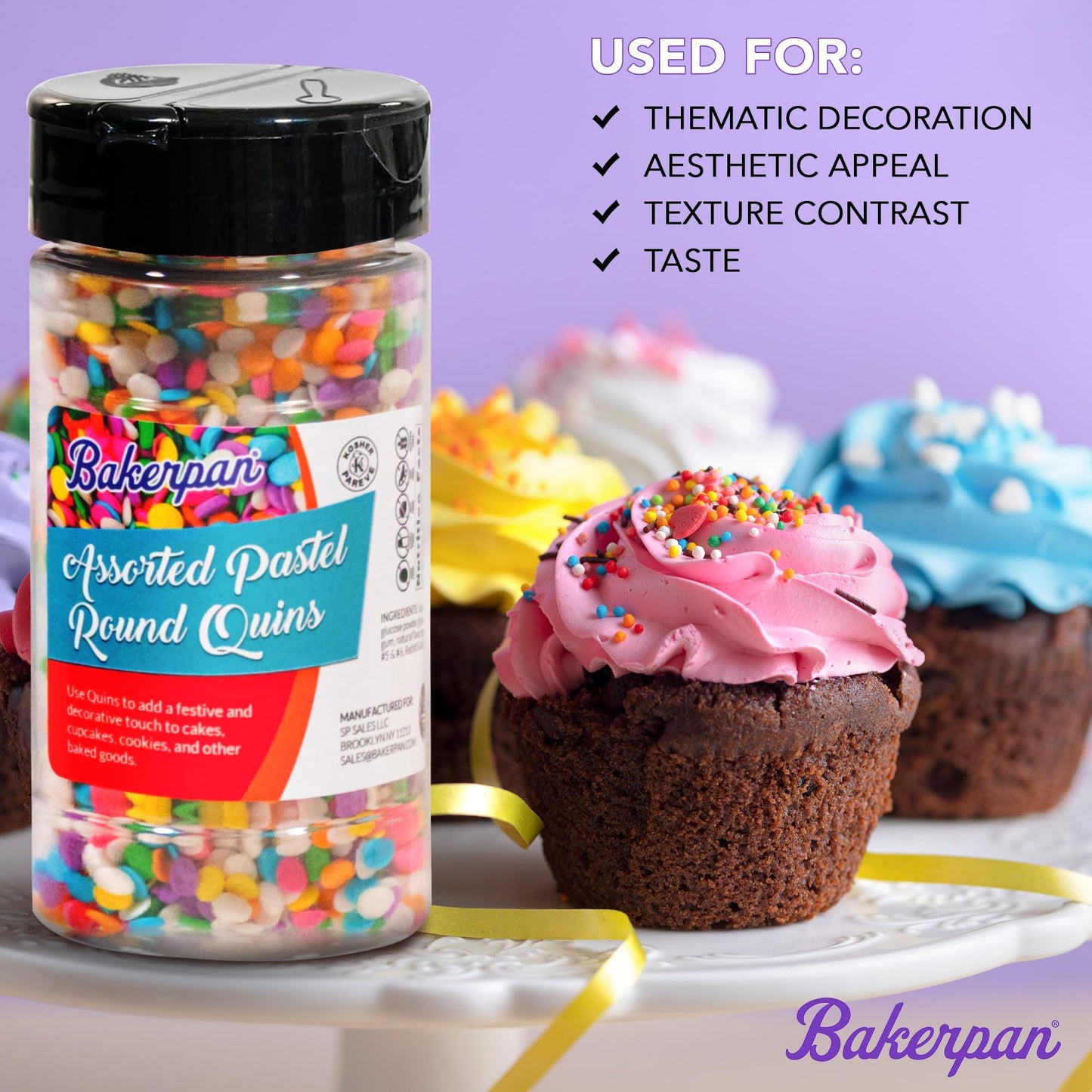 Bakerpan Quins Sprinkles For Cake Decorating - Gold Sprinkles Edible 4 Ounces - Edible Confetti Sprinkles For Cupcakes, Ice Cream, Cookies, Cakes (Made In Usa)