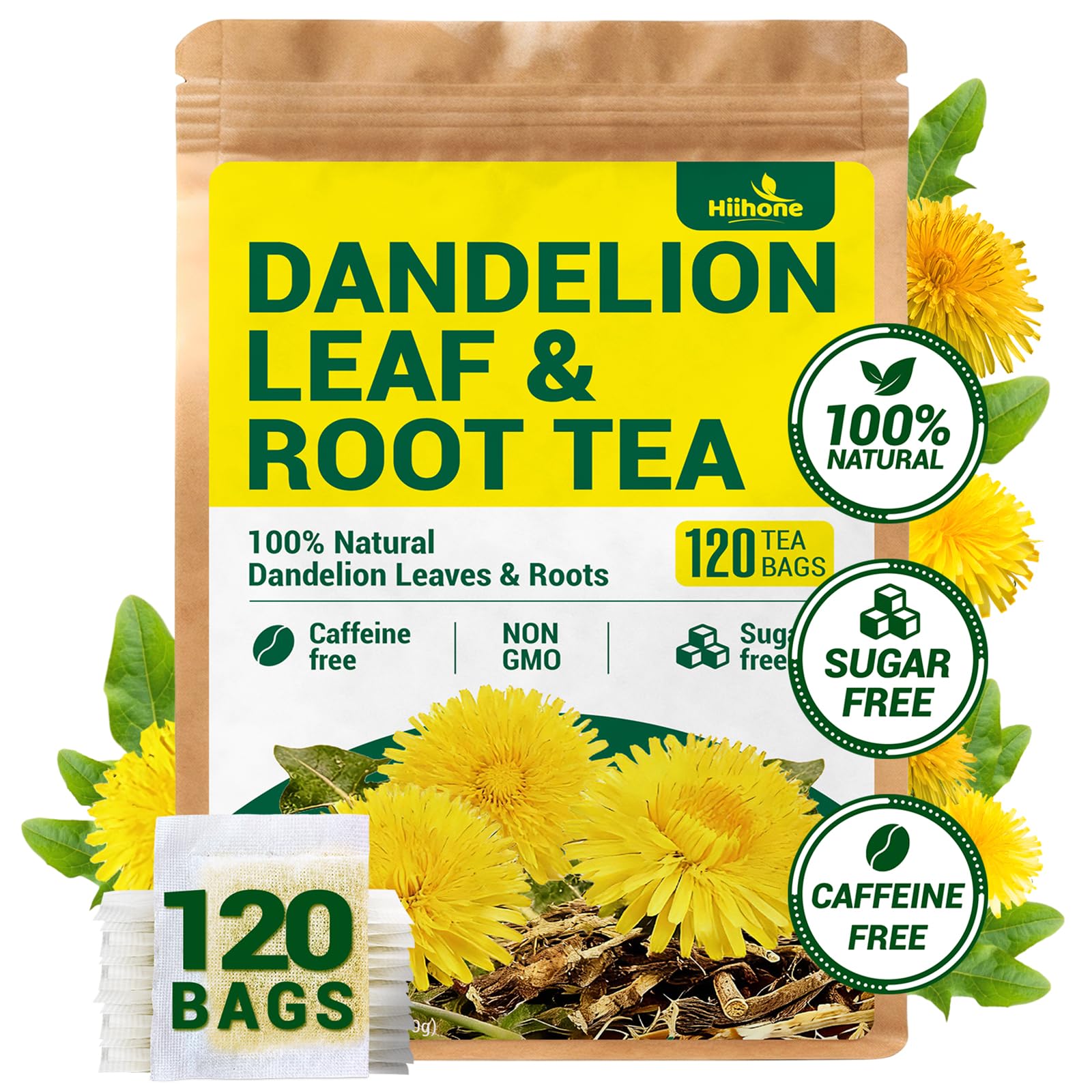Dandelion Leaf & Root Herbal Tea - Energy Blend Free 120 Teabags