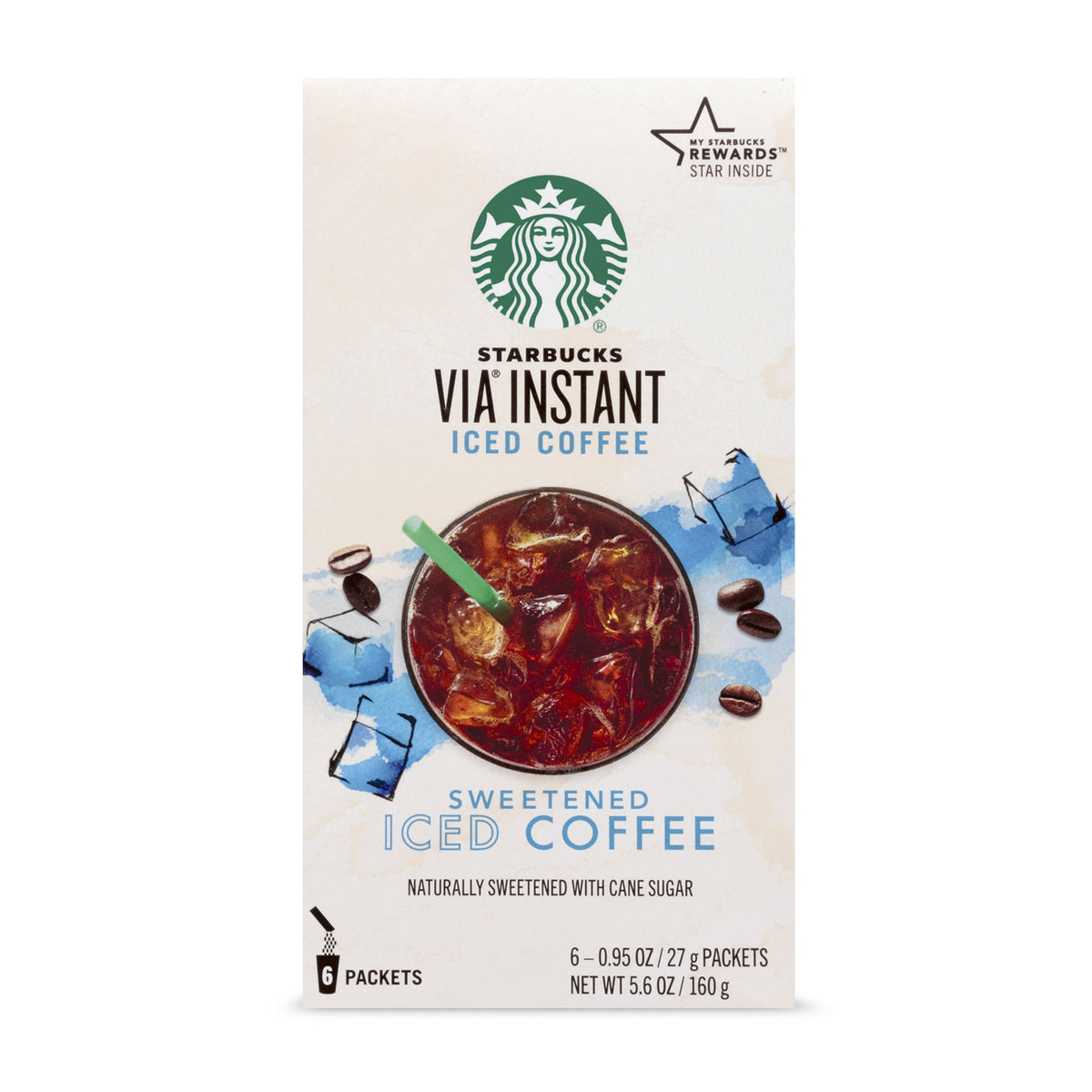 Starbucks Via Instant Coffee Medium Roast Packets - Sweetened Iced Coffee - 1 Box (6 Packets)