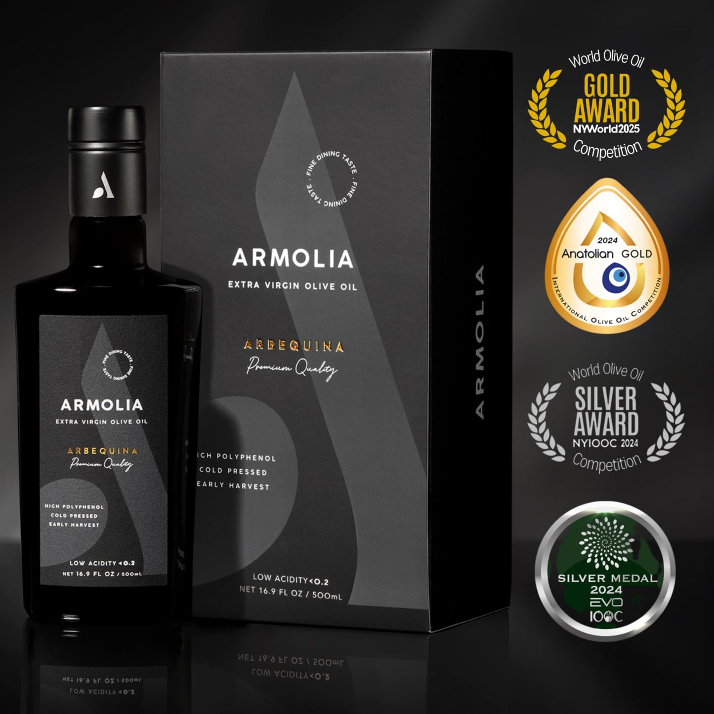 ARMOLIA Extra Virgin Olive Oil, Cold Pressed, Low Acidity, 24-Pack x 500mL