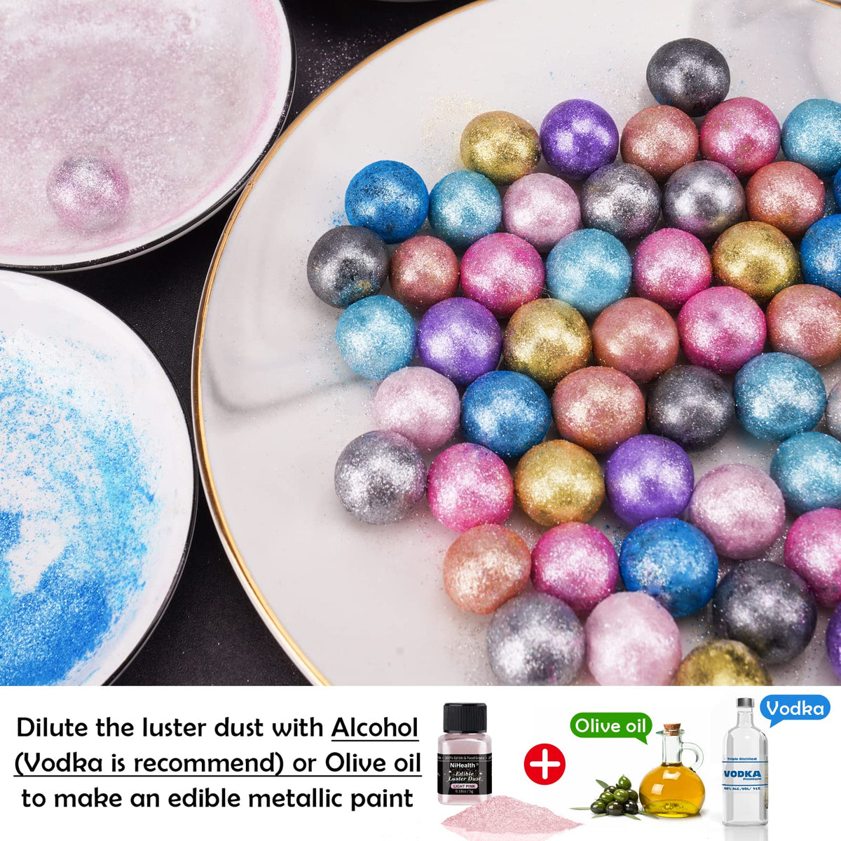 NiHome Edible Glitter Powder Luster Dust 10g Light Pink for Food Decorating