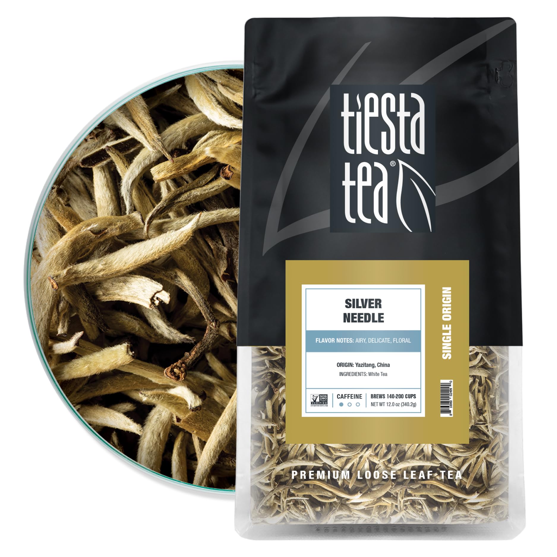 Tiesta Tea Silver Needle White Tea Loose Leaf Premium 12oz Bulk Pouch Brews Up to 200 Cups