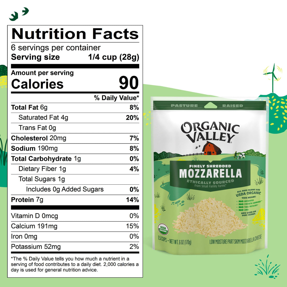 Organic Valley Organic Finely Shredded Mozzarella Cheese, 6 oz