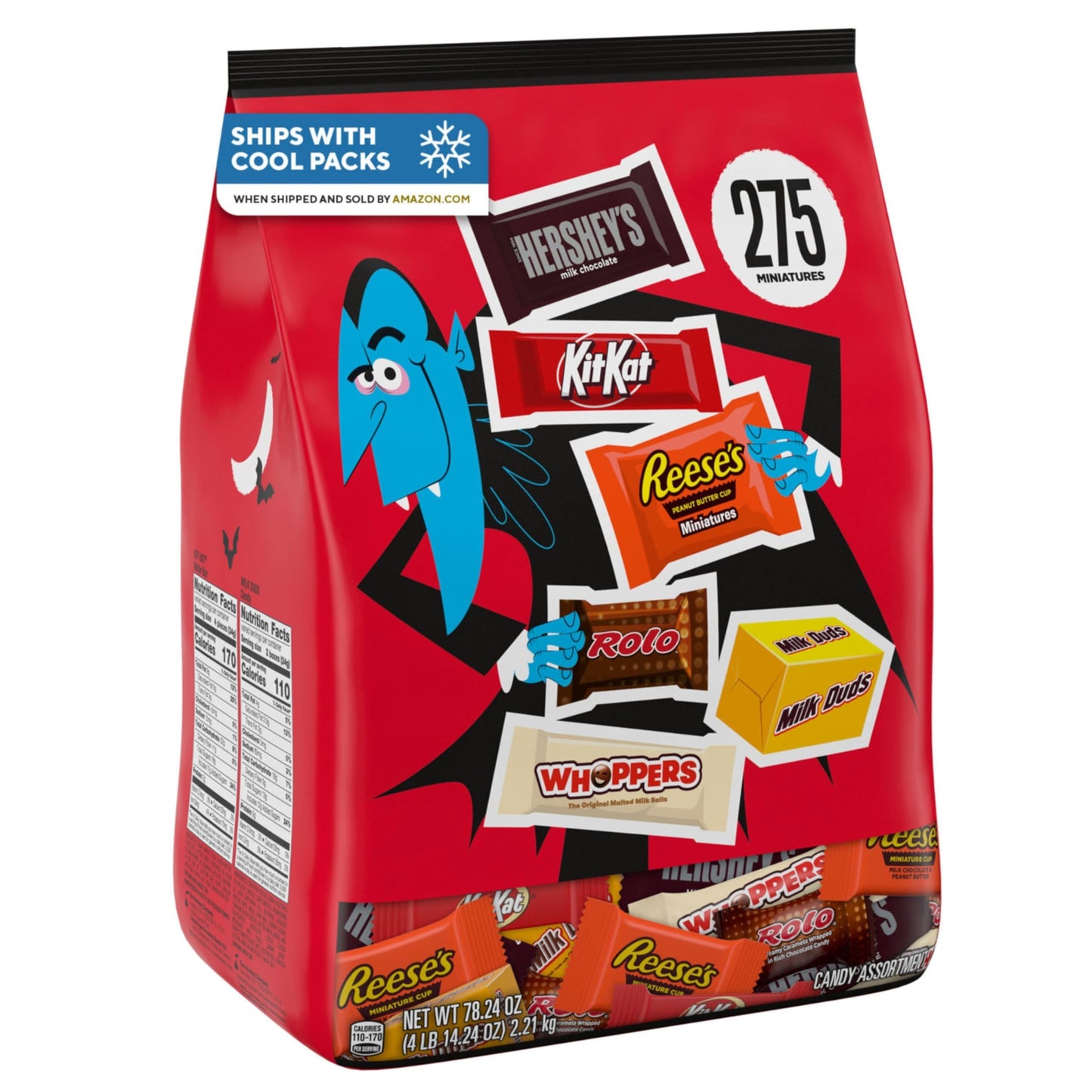 Hersheys Miniatures Assorted Flavored Halloween Candy Bulk Bag, 275 Count, 78.24 oz
