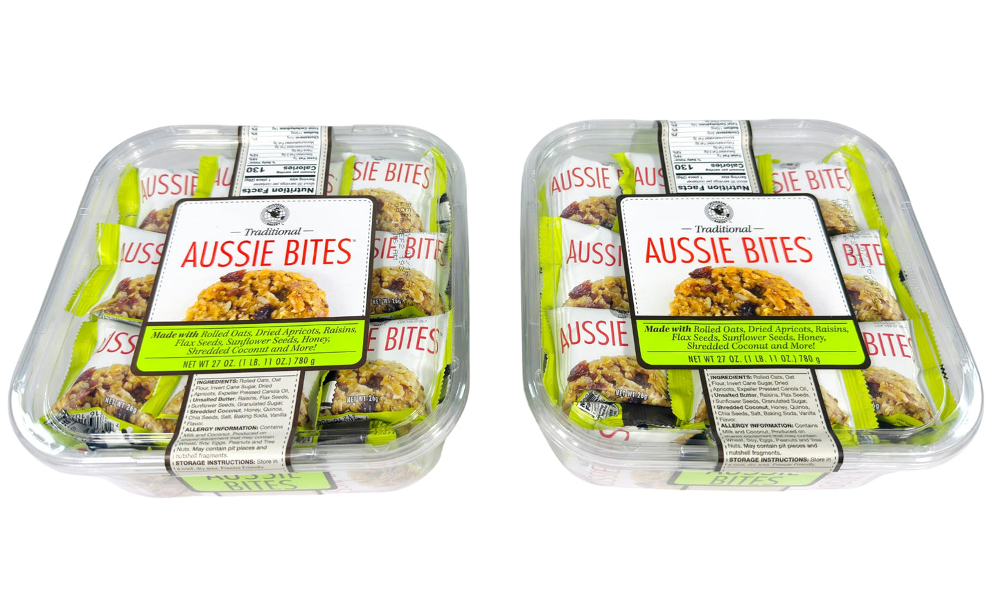 Traditional Aussie Bites Individually Wrapped Oatmeal Cookies, Healthy Snacks, Cookies, Bites, 54 Oz (27+27 Oz), 60 Count (30+30
