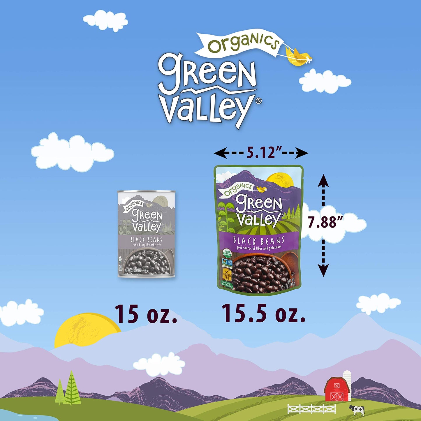 Green Valley Organics Black Beans Pouch, 15.5 Ounce (Pack Of 12)