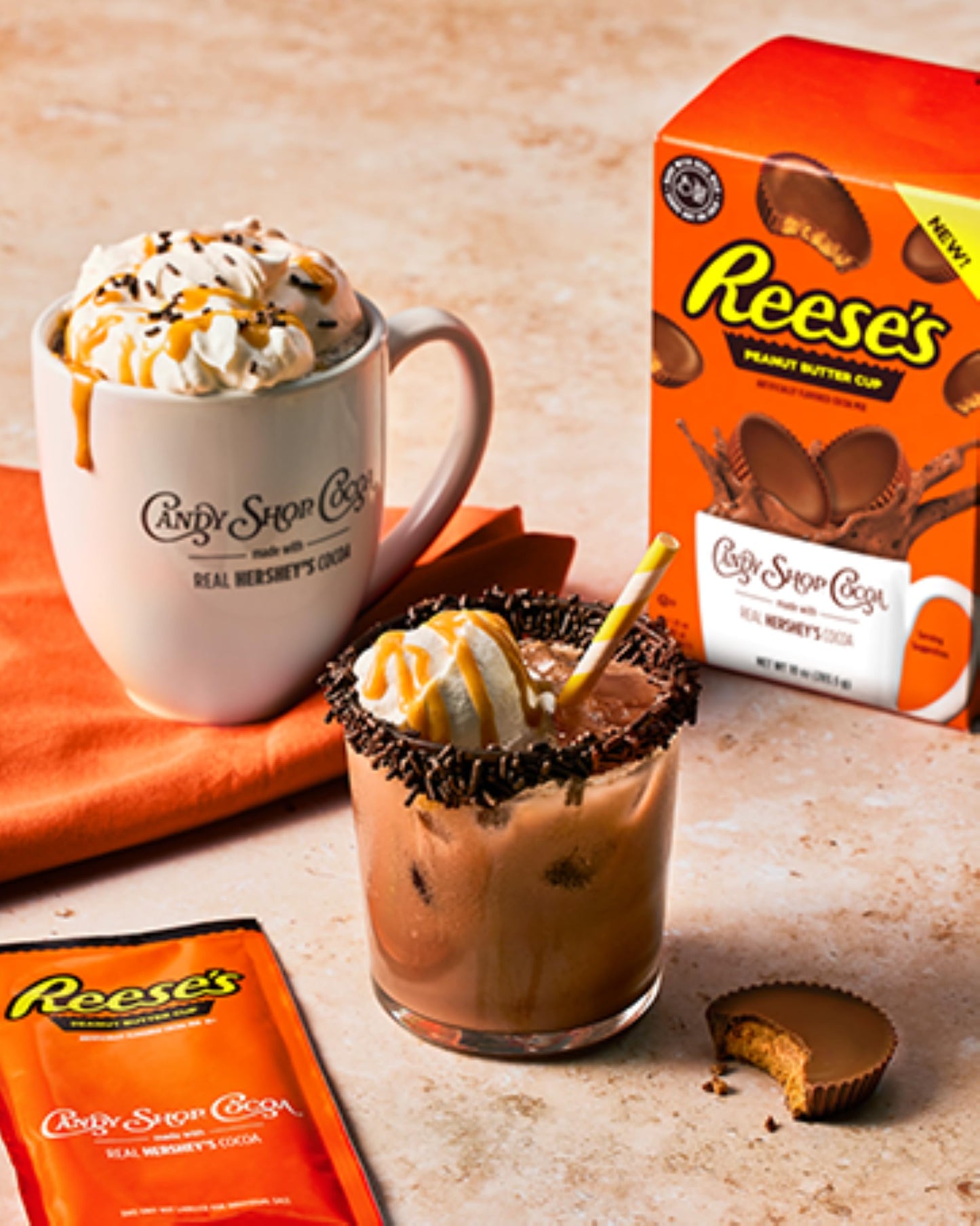 Candy Shop Cocoa REESE S Peanut Butter Cup Cocoa Mix, Hot Chocolate, Make Hot or Iced Cocoa, Made With Real Milk, Gluten Free,