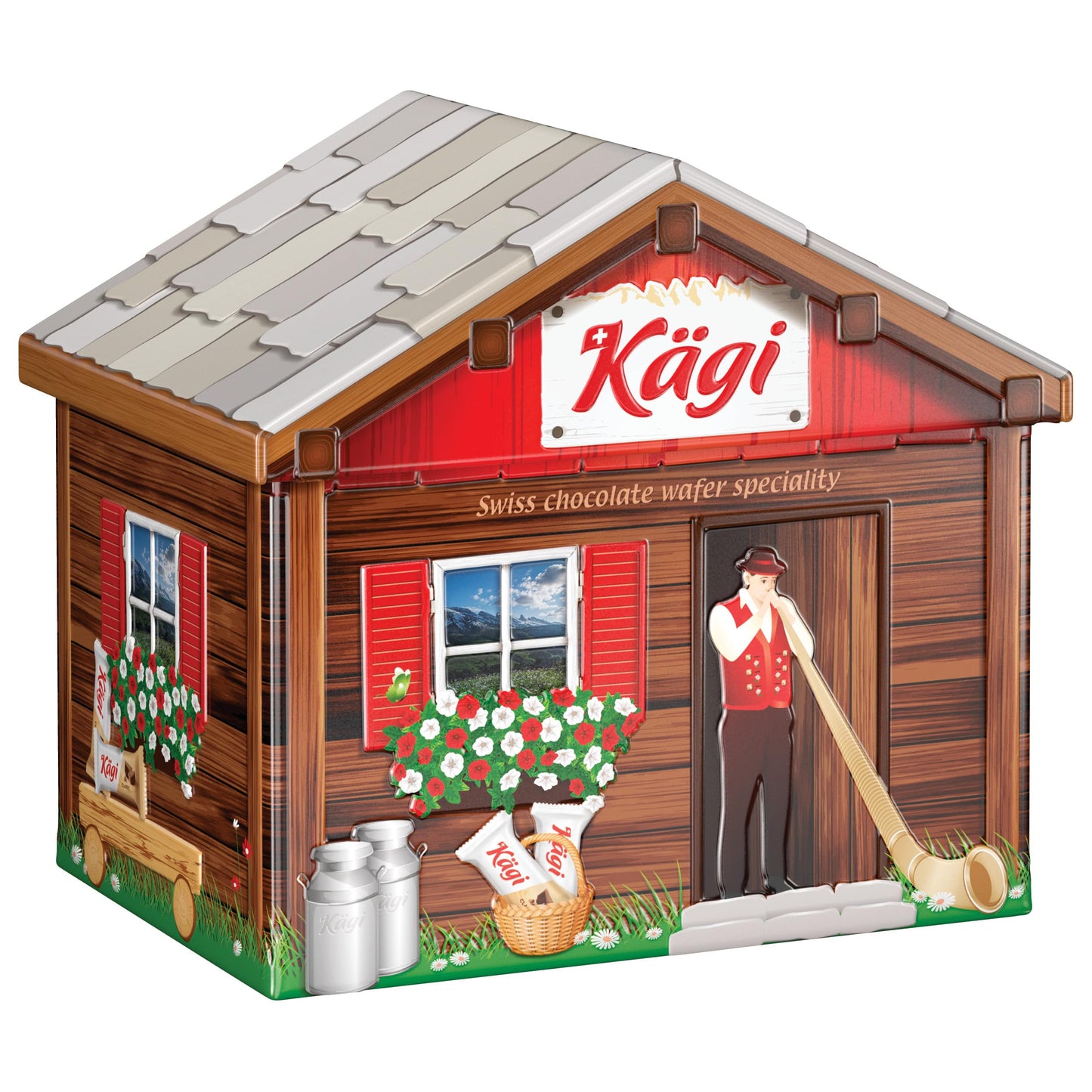 Kägi Swiss Milk Chocolate Mini Wafers, Crispy Coated Treats, 300g, Brown, Individually Wrapped, Collector’s Gift Box