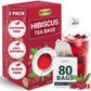 LeafLea Hibiscus Tea Bags - 100% Natural, Caffeine-Free, Sugar-Free, Vegan - 80 Tea Bags (Pack of 2)
