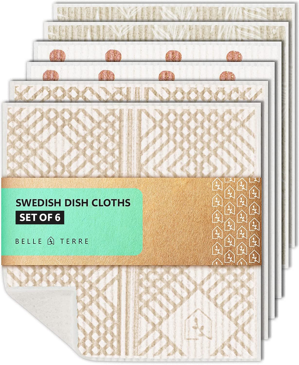 Swedish Dish Cloths For Kitchen - Reusable Dishcloths For Washing Dishes - Each Cellulose Dish Cloth Replaces 15 Rolls Of Paper