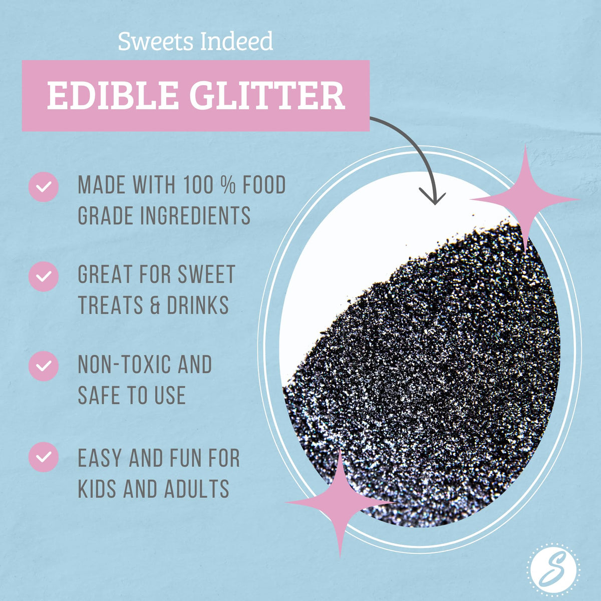 Sweets Indeed, Edible Glitter, Perfect for Drinks, Cocktails, Beverages & Cake Decorating, Dessert Cake Topper, Gift, 4 grams (B