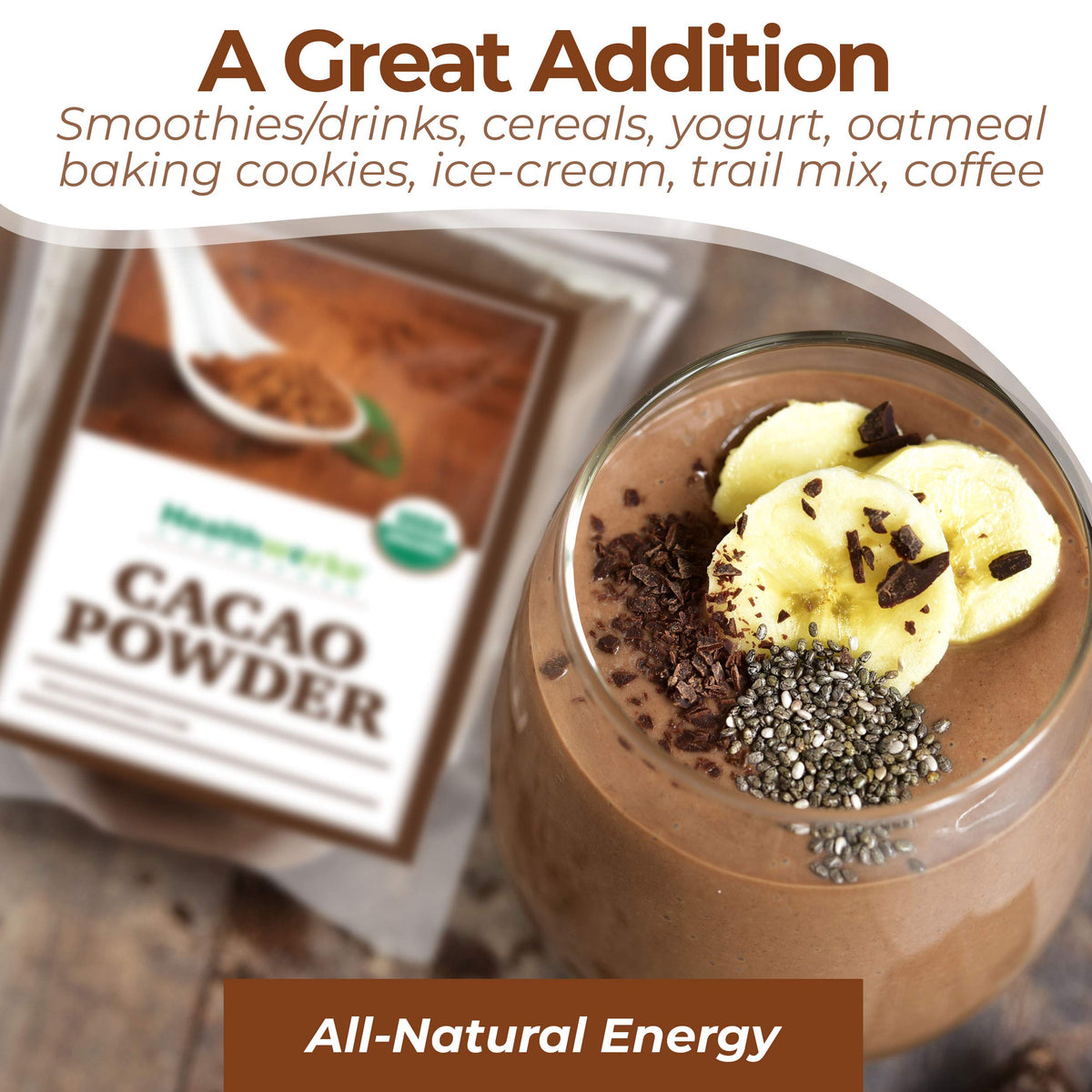 Healthworks Superfoods Organic Cacao Powder - 48 Oz / 3 Lbs - Cocoa Chocolate Substitute - Rich Choclate Flavour - Sugar-Free, K