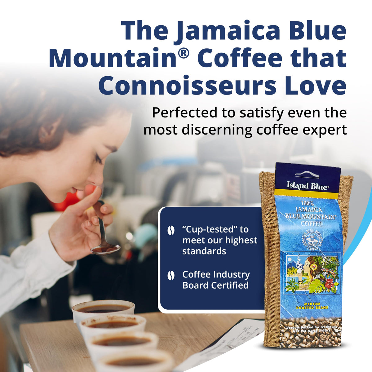 Island Blue 100% Jamaica Blue Mountain Whole Beans Coffee (16Oz)