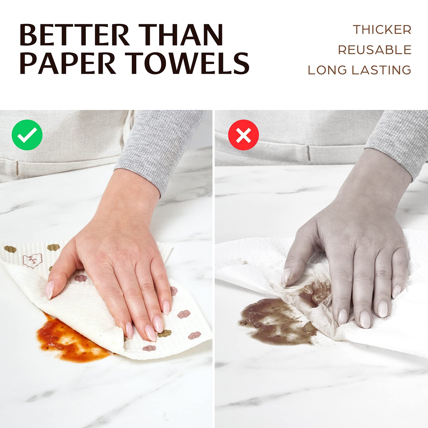 Swedish Dish Cloths For Kitchen - Reusable Dishcloths For Washing Dishes - Each Cellulose Dish Cloth Replaces 15 Rolls Of Paper