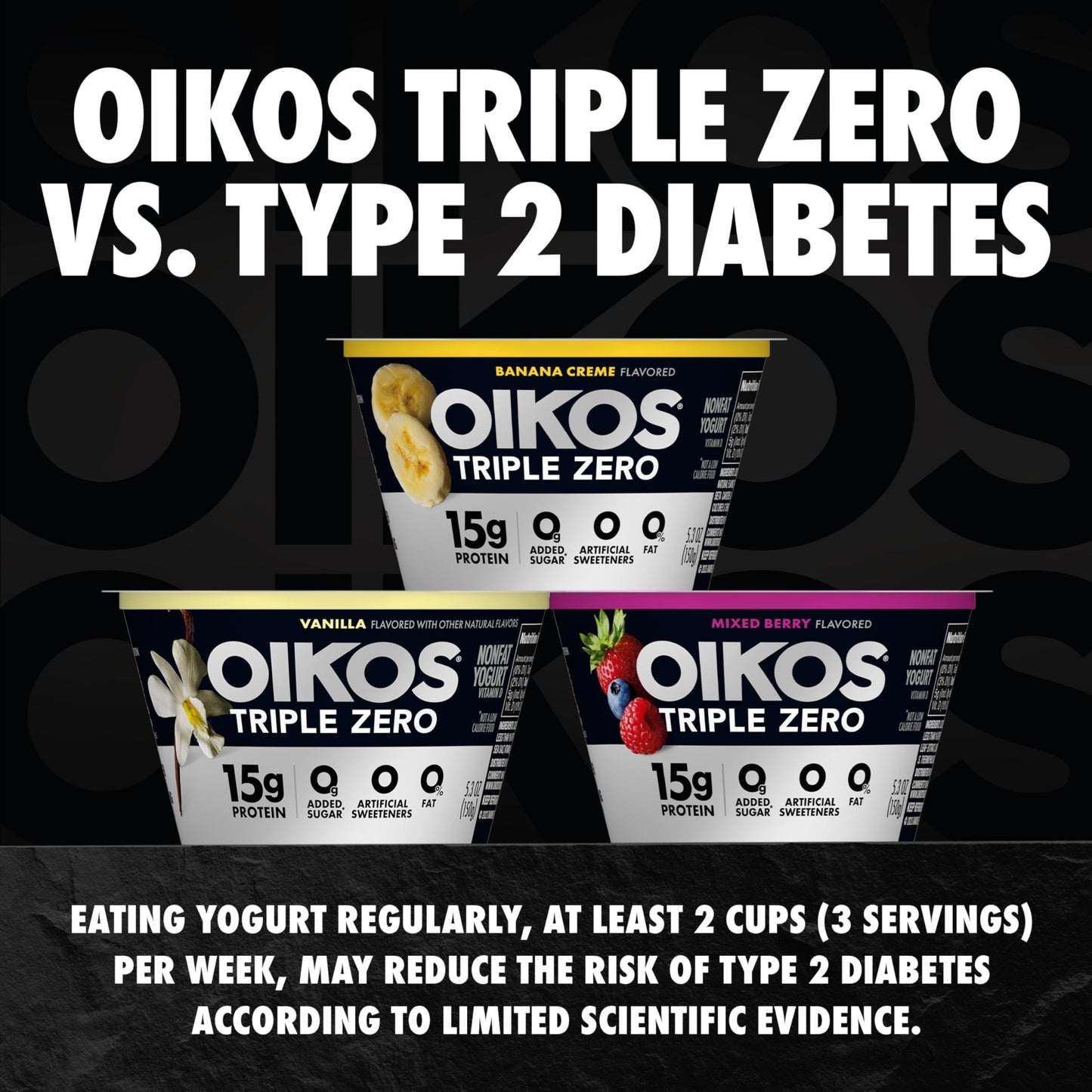 Oikos Triple Zero Banana Creme Nonfat Greek Yogurt, 0% Fat, 0g Added Sugar and 0 Artificial Sweeteners, Just Delicious High Prot