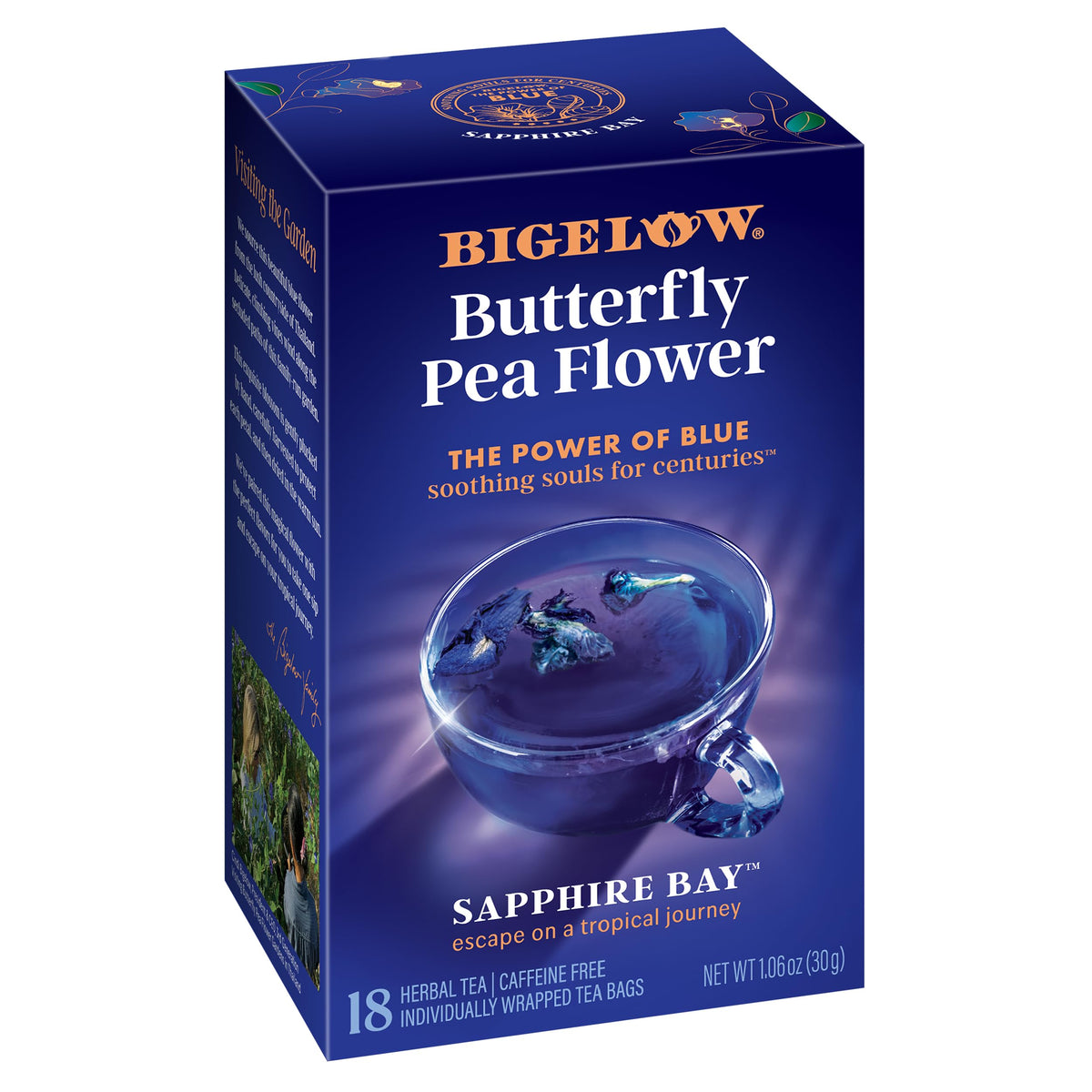 Bigelow Tea Sapphire Bay Butterfly Pea Flower  Blue Tea  Caffeine Free (Pack of 6)  108 Total Tea Bags