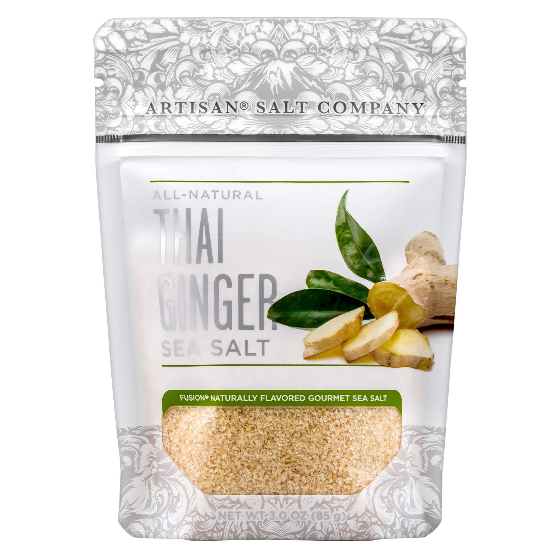 SaltWorks Artisan Salt Fusion Thai Ginger Sea Salt, 3 Ounce Zip-Top Pouch, Yellow to Golden Brown