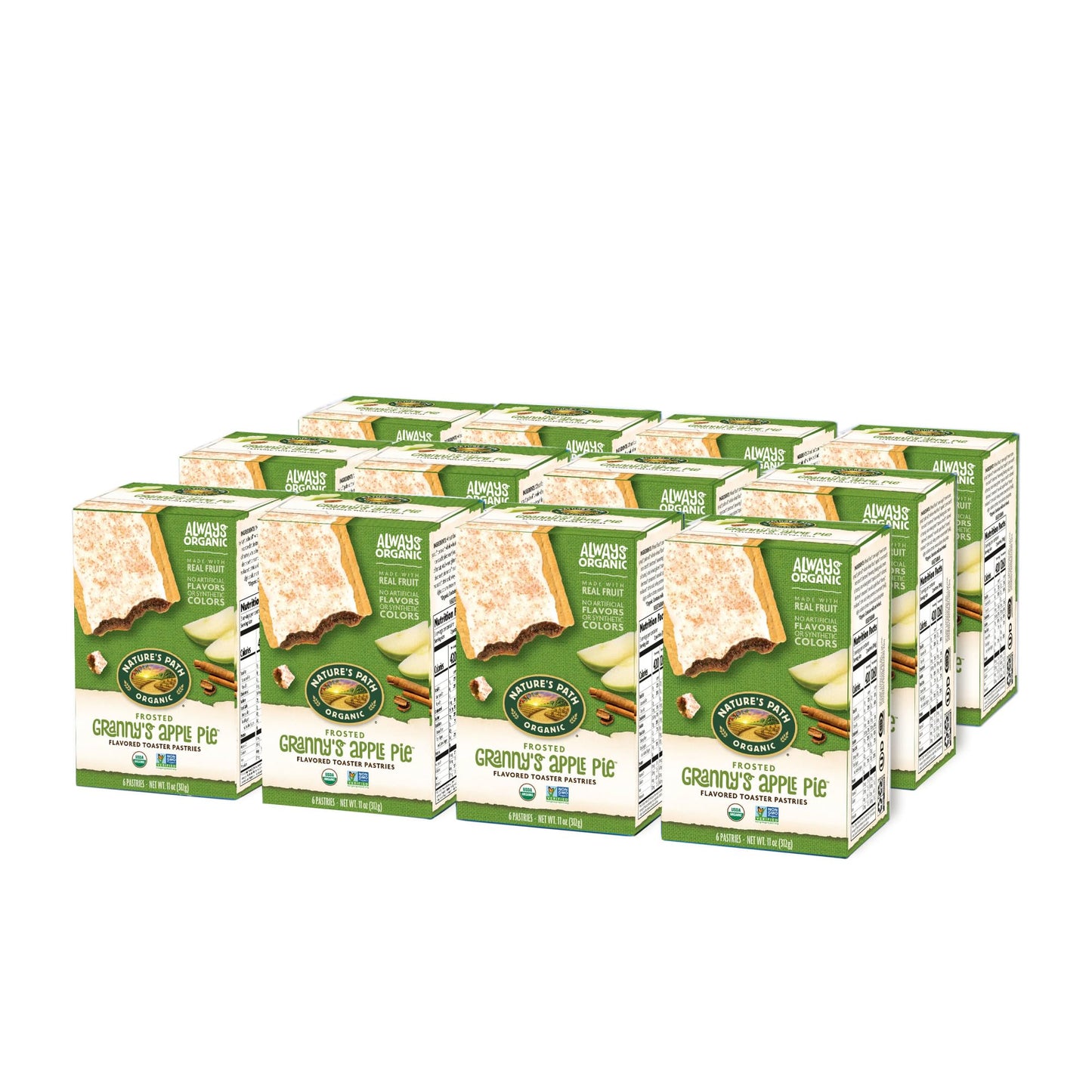 Nature s Path Organic Toaster Pastries, Frosted Granny s Apple Pie, 72 Count (Pack of 12, 11 Oz Boxes), Made From Real Apples