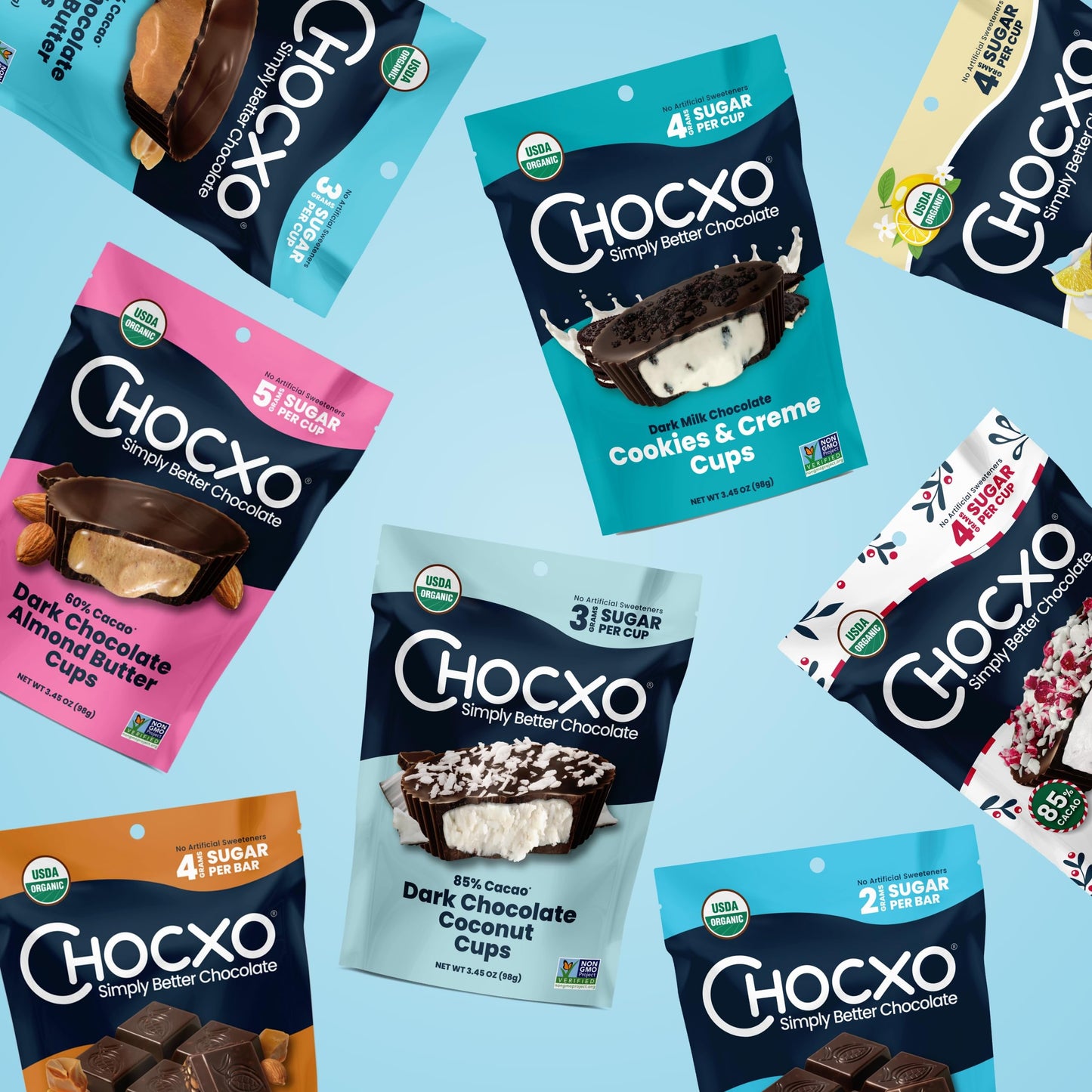 Chocxo Dark Chocolate Coconut Almond & Sea Salt Snaps - Low In Sugar, Organic 85% Cacao, Non-Gmo, Keto Certified, Gluten Free & Kosher. No Artificial Sweeteners Or Sugar  S, 3.45 Oz (Pack Of 6)