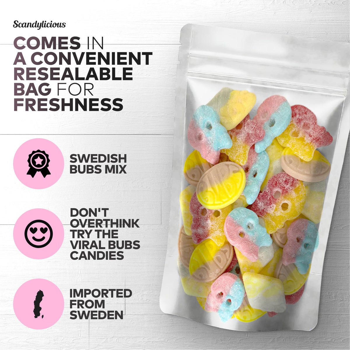 Bubs Swedish Candy Mix (1 Lb, Fruity, Sour, Sweet, Dizzy)