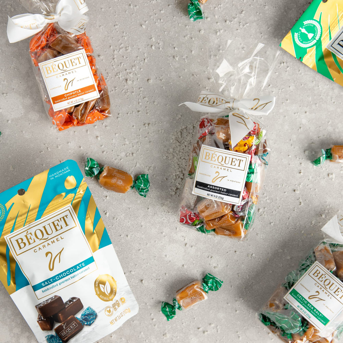 Béquet Caramel - Chipotle Caramel - Candy Individually Wrapped - Gourmet Caramel Candy - Made In Montana - Kosher (Star D) And Gluten Free - 8 Oz Gift Bag