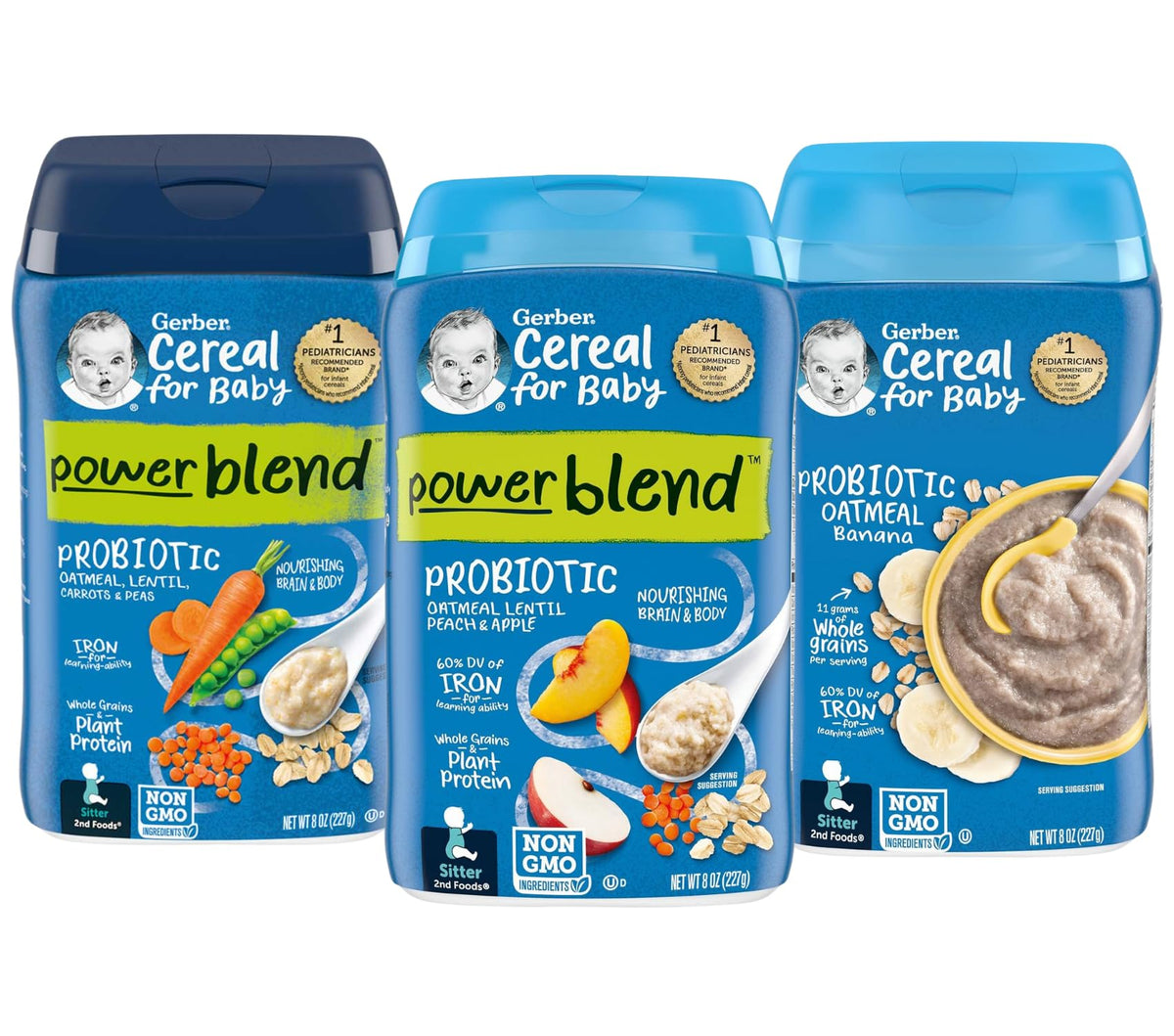 Gerber Probiotic Baby Cereal Variety Pack (8 Ounce (Pack Of 3), Variety Pack)