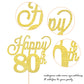 YCTHUNFISH 80th Birthday Cake Topper, Black Glitter Number 80, Bamboo Material, Gold Color, Party Decorations