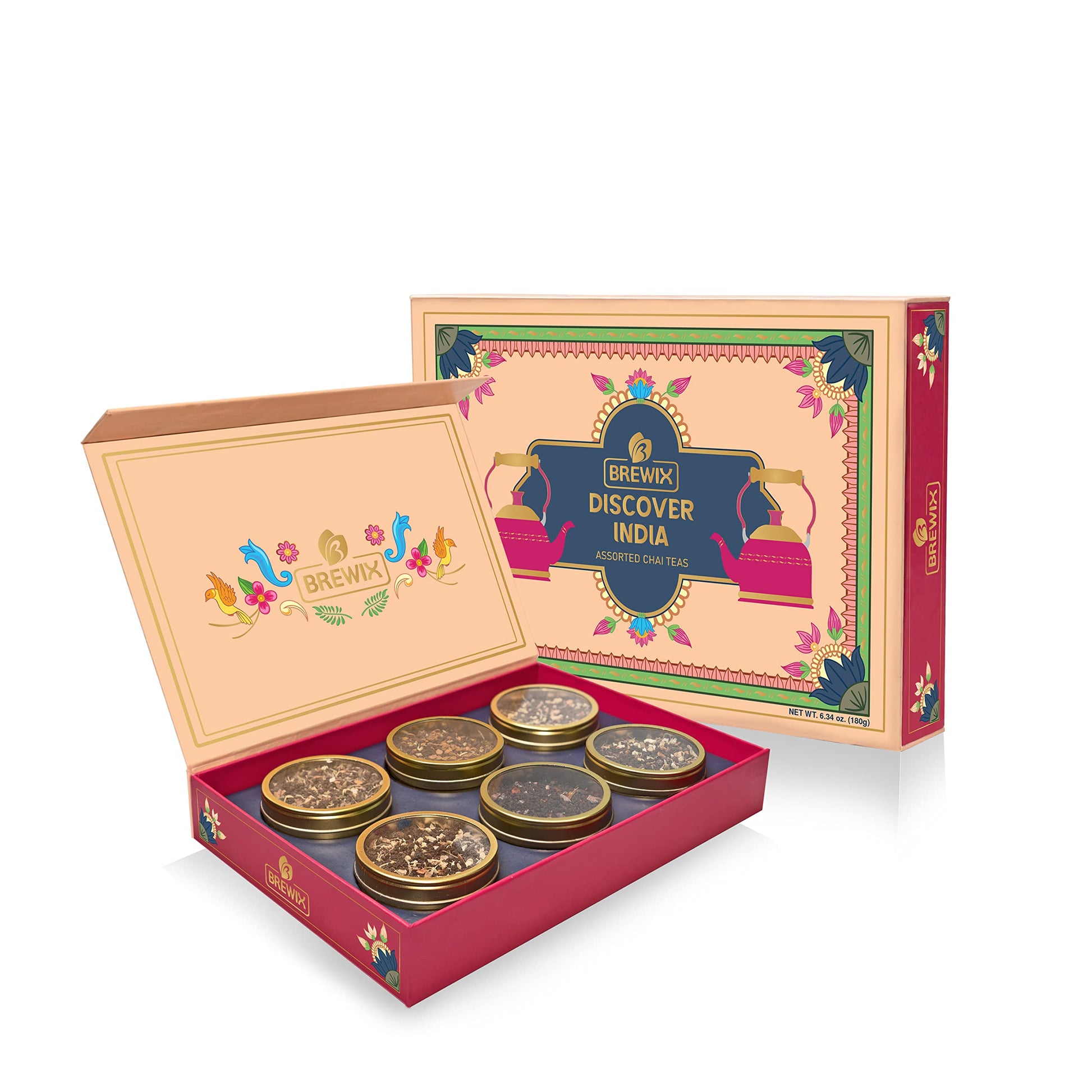 BREWIX Premium Black Tea Gift Box | 6 Unique Chai Teas | 6.34oz | Tea Gift Set for Tea Lovers