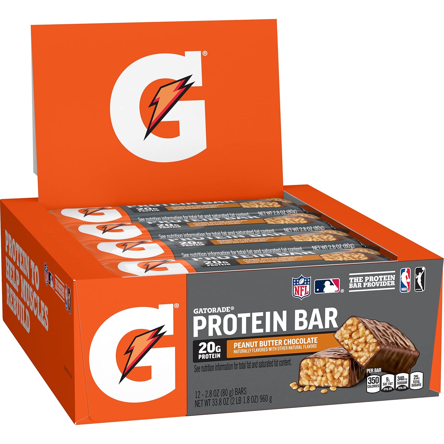 Gatorade Whey Protein Bars, Peanut Butter Chocolate, 6 Count, 2.8 Oz