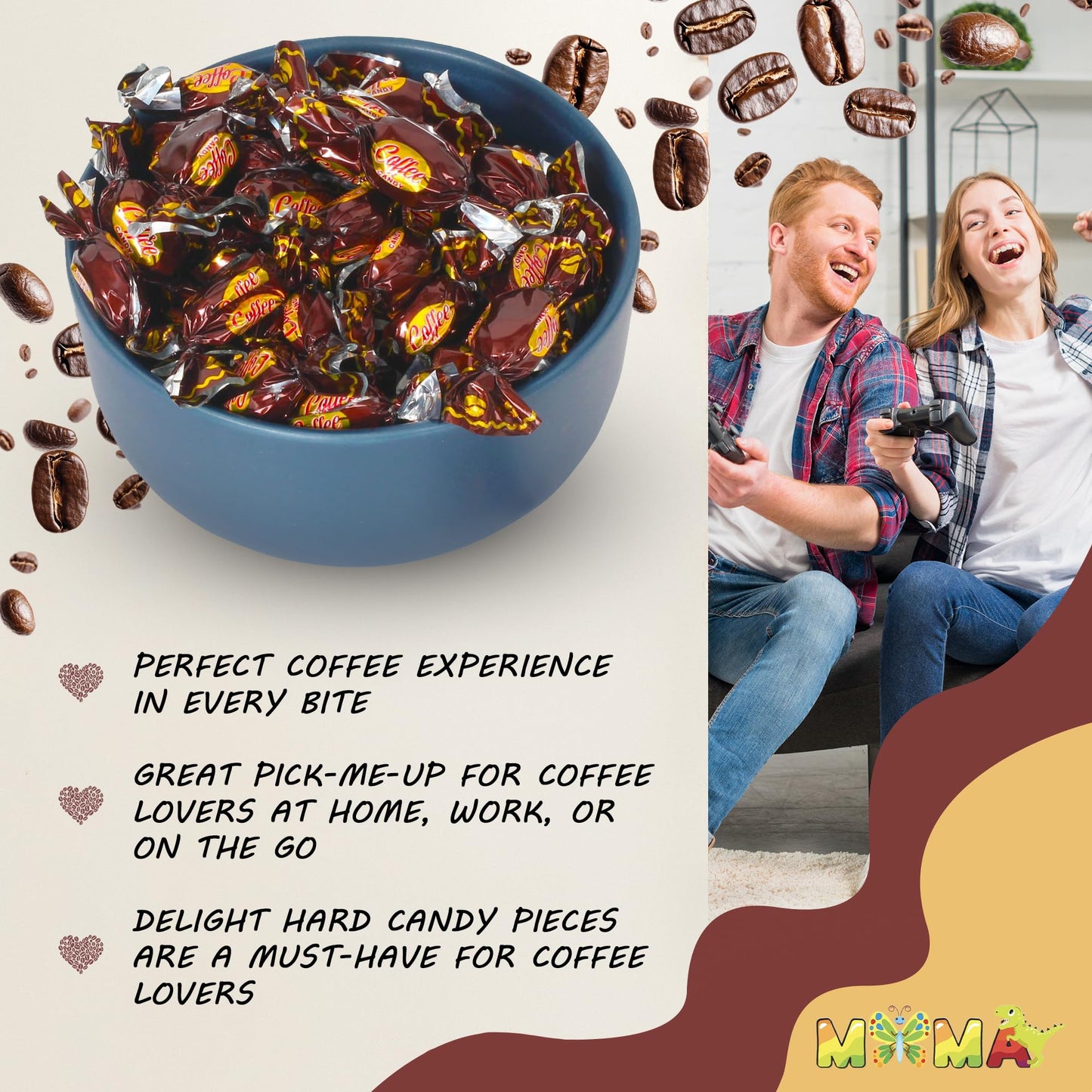 MIMA MIMA Coffee Hard Candy - Individually Wrapped - 16 Ounce Bulk Bag