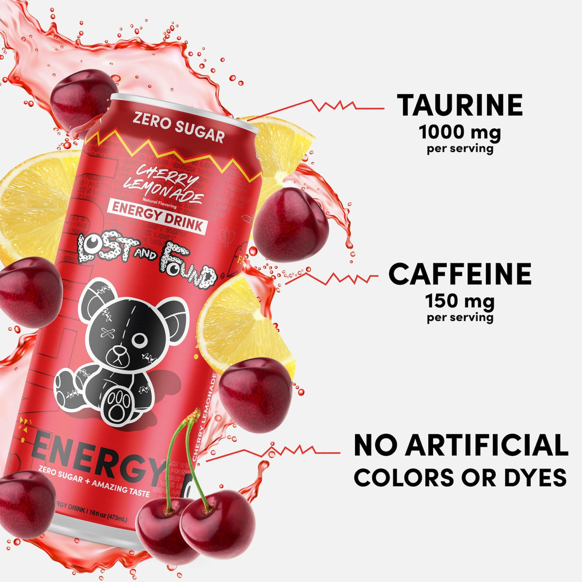 Lost and Found Energy Drink, Sugar Free, 150mg Caffeine, Vegan, 12-Pack, 16oz