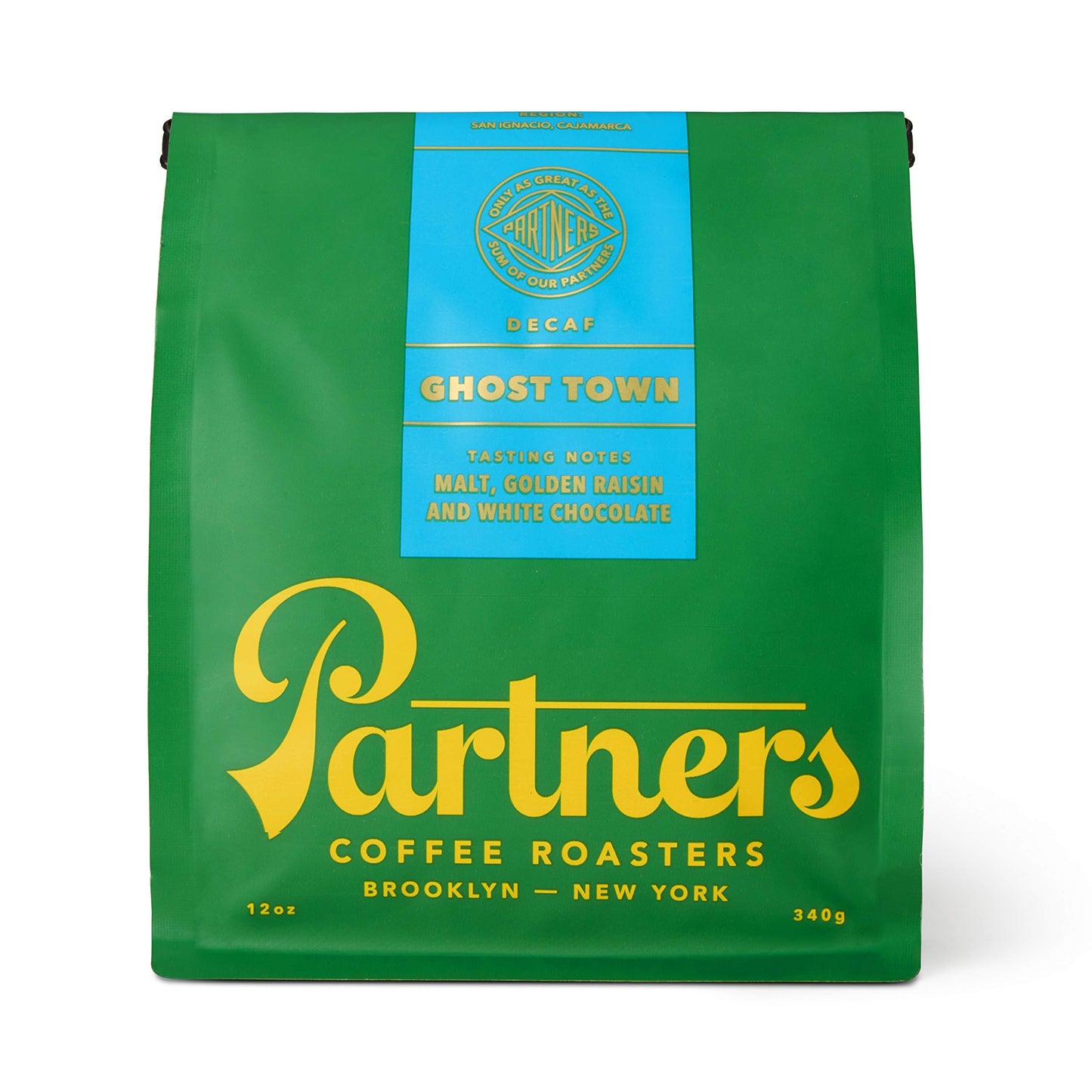 Partners Coffee, Ghost Town Blend - Decaf, 12 Ounce, Whole Bean Coffee